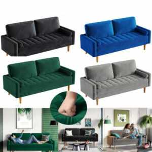 2 / 3 Sitzer Velvet Sofa mit 2 Kissen Modern Couch Love Seat Settee Home Office