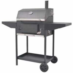 Holzkohlegrill Smoker mit Ablage Schwarz N1P8