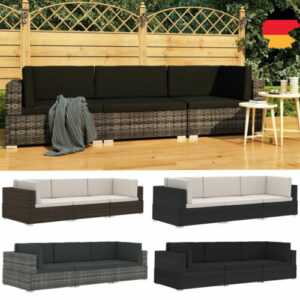 3-tlg. Modular Sofa Poly Rattan Gartensofa Ecksofas Loungemöbel Sitzgruppen