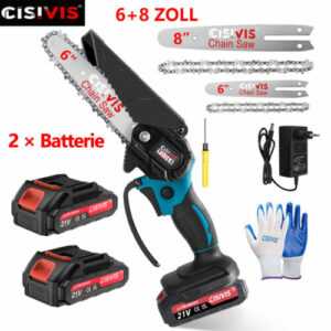 8+6 Zoll Mini Akku Kettensäge Bürstenloser Handkettensäge + 2 Akku Für Makita