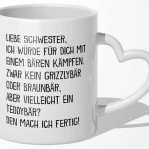 Schwester Geschenk Geburtstag Weihnachten Geschwister Mädchen Tasse Frauen