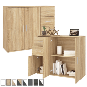 Sideboard Kommode Aufbewahrungsschrank Mehrzweckschrank mit 2 Schublade 3 Türen