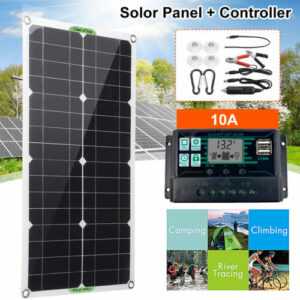 50W 12V Solarpanel Solarmodul 10A Ladegerät USB Kit Für Wohnwagen Camping Boot