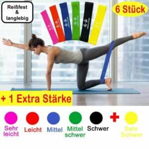 6er Set Fitnessbänder Sport Widerstandsband schlank Gummiband Gymnastikband