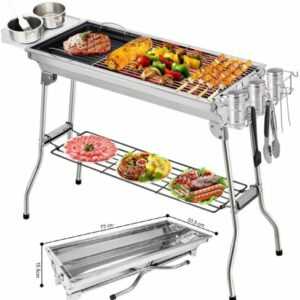 BBQ Holzkohle Klappgrill Standgrill Tragbar Camping Schaschlik Grill Edelstahl