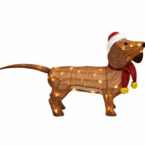 DMS® LED Dackel Hundefigur Weihnachtsbeleuchtung Weihnachtsdeko LED Beleuchtung