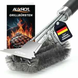 AUXHCYL Grillbürste Edelstahl, 3-in-1 Grill Bürste mit Schaber, PP Wärmedämmung