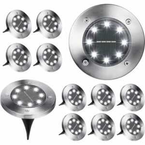 4/12/20 Solar Powered Flache Lichter LED Begraben Deck Licht Boden Lampe Outdoor