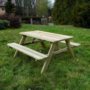 Picknick Sitzgruppe Kiefernholz Gartenbank 170 cm Biertisch Sitzbank imprägniert