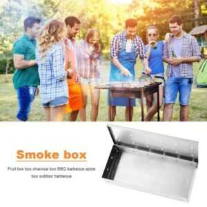 Washable Stainless Steel Smoke Box BBQ Outdoor Barbecue Picnic Wood Chip Smoker