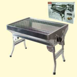 Edelstahl Mangal  Angler Camping Grill plus 20 Schaschlik Spieße