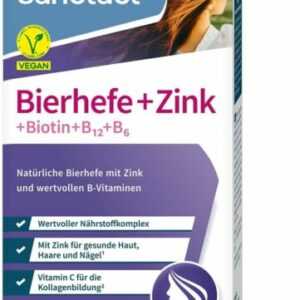 Sanotact Bierhefe + Zink (60 Tabletten) • Für Haut, Haare & Nägel • Vitamin-Komp