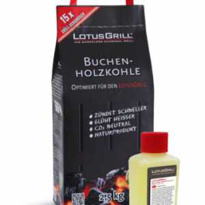 Spar-Set: LotusGrill Buchenholzkohle 2,5 kg Sack + Brennpaste 200 ml