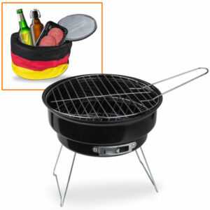 Picknick Grill Holzkohlegrill to go mit Tasche Kühltasche Deutschland 2 in 1