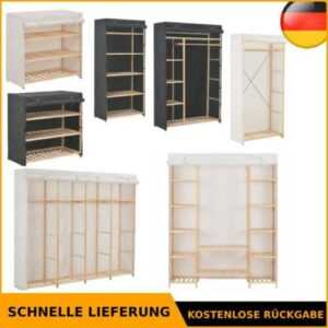 Kiefernholz Kleiderschrank Stoff Stoffschrank Garderobenschrank mit Abdeckung DE