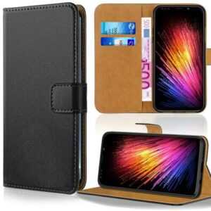 Handy Tasche Schutzhülle Book Case Flip Cover Wallet Etui Handy Hülle Schwarz