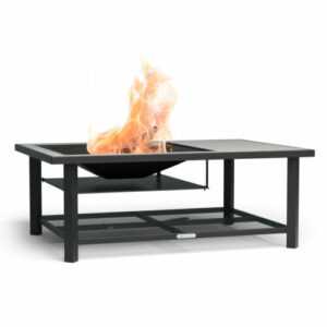 Feuerschale Grill 122 cm Feuerstelle Terrasse Feuerkorb Tisch Stahl Funkenschutz