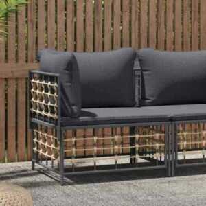 Garten Lounge Set Sofa Garnitur Tisch Fußhocker Gartenmöbel Poly Rattan vidaXL