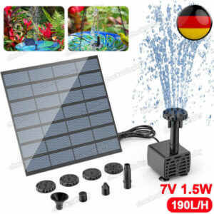 1.5W Solar Springbrunnen Fontäne Solarpumpe Gartenbrunnen Teichpumpe Wasserspiel