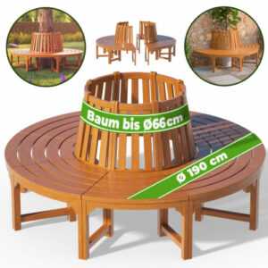 Casaria Gartenbank Baumbank Eukalyptus FSC® Holz Rundbank Garten Park Sitzgruppe