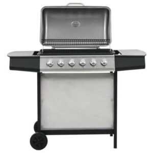 Gasgrill mit 6 Brennern Edelstahl Silbern