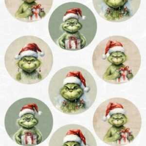 Reispapier-Motiv Strohseide-Decoupage-Grinch-Weihnachten-19944