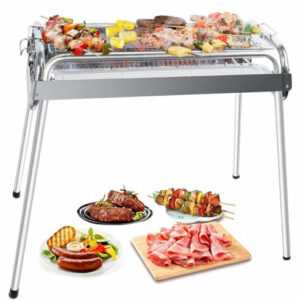 Uten BBQ Holzkohlegrill Edelstahl Klappgrill Standgrill mit Einstellbar Fuß