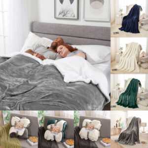 Kuscheldecke Wohndecke Warm Weich Flanell Sherpa Fleecedecke