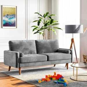 Moderne Sofa 3 Seater Sofa Dreisitzer Loveseat Sofa Grau für Wohnzimmer Büro