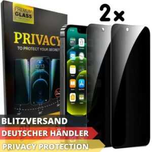 Glas Sichtschutz für iPhone 15 14 13 12 Schutzfolie Anti Spy Folie Dunkel Panzer