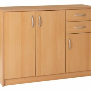 Kommode Sideboard Highboard Schrank Anrichte mit 3 Türen 2 Schubladen Buche