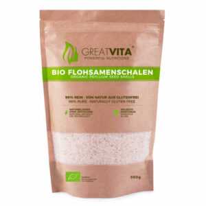 GreatVita 500g Bio Flohsamenschalen hohe Reinheit | Flohsamen-Schalen aus Indien