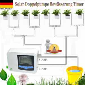 SOLAR DOPPELPUMPE BEWÄSSERUNG TIMER AUTOMATISCH PFLANZEN BEWÄSSERUNGSSYSTEM SET