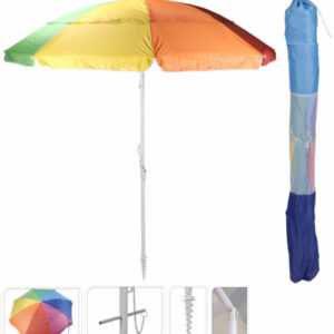 Sonnenschirm bunt 220 cm inkl. Bodenhülse - 50+ UV Schutz - Strandschirm Schirm