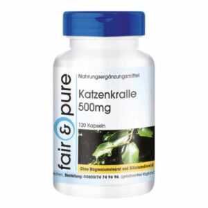 Katzenkralle 500 mg - 120 Kapseln Uña de Gato, hochdosiert, vegan | fair & pure