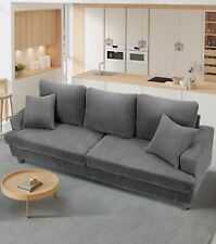 87" Corduroy Sofa Doppelsofa 3 Seater Sofa Grau für Wohnzimmer Schlafzimmer Büro