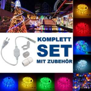 LED Lichterschlauch Licht Schlauch Komplett Set mit Zubehör bis 100 Meter