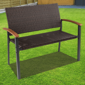 Alu GEFLECHT SITZBANK Polyrattan Gartenbank Parkbank belastbar bis 200 kg braun