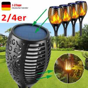 Solarleuchte 12/96LED Garten Beleuchtung Solar Licht Lampe Fackel Leuchte Flamme