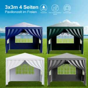 Neu 3x3/3x4/3x6m Pavillon Wasserdicht Abnehmbar Partyzelt Gartenzelt UV Schutz