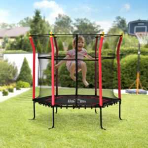 HOMCOM Ø160 cm Kinder Trampolin Gartentrampolin Kinder mit Sicherheitsnetz Rot