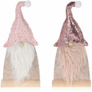 2x Weihnachtsdeko Weihnachtsmann Figur aus Filz - rosa [Auswahl variiert]