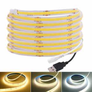 5V/12V COB LED Streifen Lichtband Stripe Lichterkette Selbstklebend Leiste Band