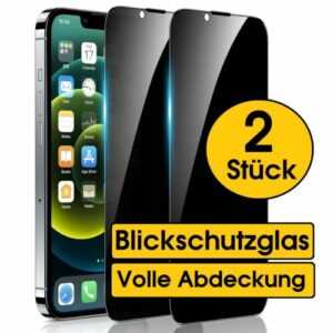 2x Panzerfolie Sichtschutz Blickschutz Glas für iPhone 15 14 13 12 11 X Pro Max