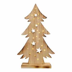 WEIHNACHTEN LED-Holztannenbaum Weihnachtssterne Pinienholz Naturfarbe H70cm NEU