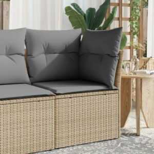 vidaXL Gartensofa ohne Armlehnen mit Kissen Beige Poly Rattan