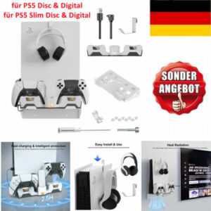 PS5 Wandhalterung Konsole Halterung Wand Controller Ladestation Kopfhörerhalter