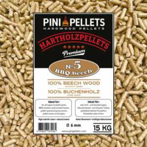 PINI Hartholzpellets 100% Buche № 5 BBQ Beech 15 Kg Grillpellets zum Grillen Räu