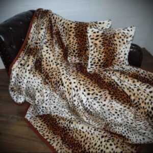 3tlg. Set Kuscheldecke Tagesdecke Leopard Modell II 160x200cm + 2