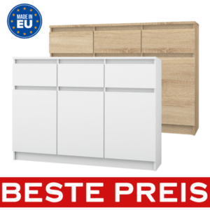 Schöne moderne Kommode mit 3 Schubladen und 3 Türen Sideboard Schrank